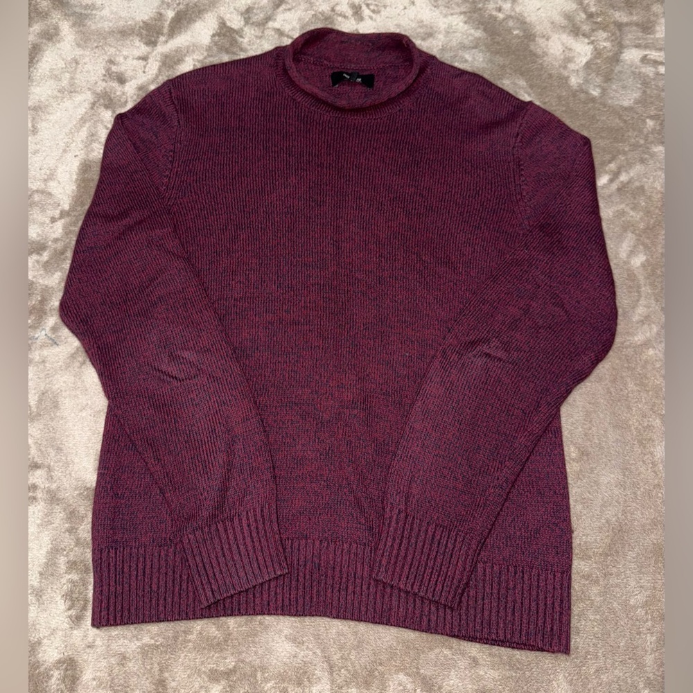JACK SPADE Rolled Crew Neck Sweater in Heathered Red Size Medium